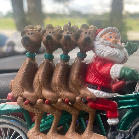 Hallmark Christmas Ornament 1994 Santa Claus Reindeer Bicycle Cyclists - Picture 1 of 11